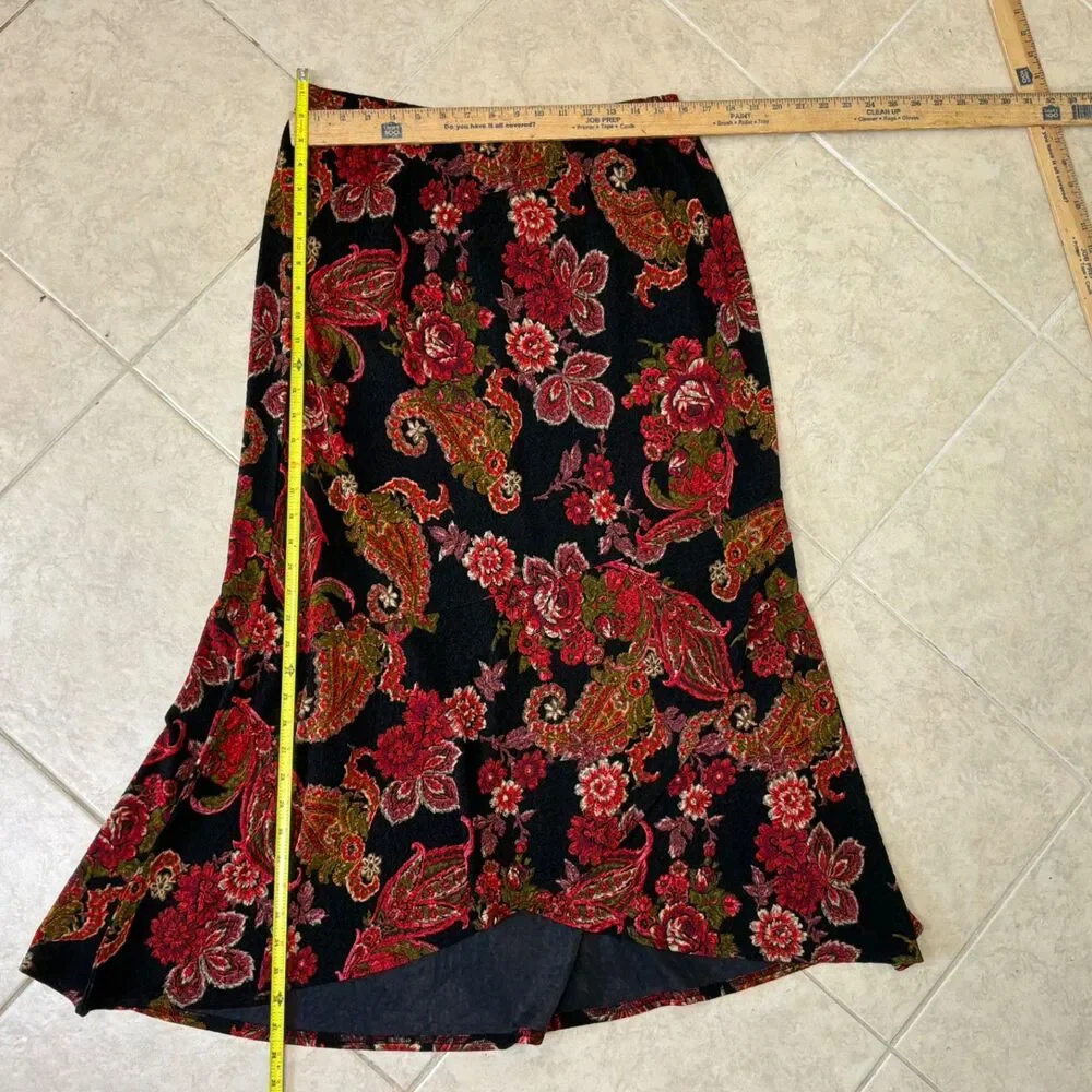 Coldwater Creek Maxi skirt women’s size L  VTG Boho Elastic Waist Dark floral